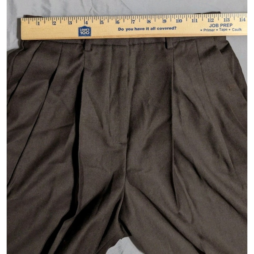 Theory Double Pleat Pants Womens 00 Cacao Brown Virgin Wool Wide Leg O0801202 - Picture 7 of 11